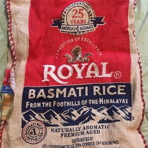 Royal Basmati Rice Burlap Sack - Red and Natural  bag/purse